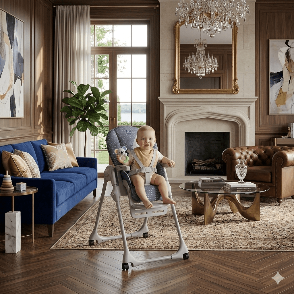 Chaise haute Chicco Poly Easy Pingouin Bleu - Babycute