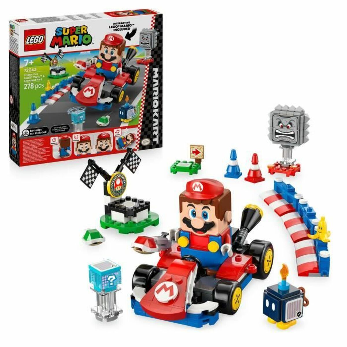 Set de construction Lego 72043 Interactive LEGO Mario and Standard Kart 278 Pièces - Jouets et jeux premium pour bébé