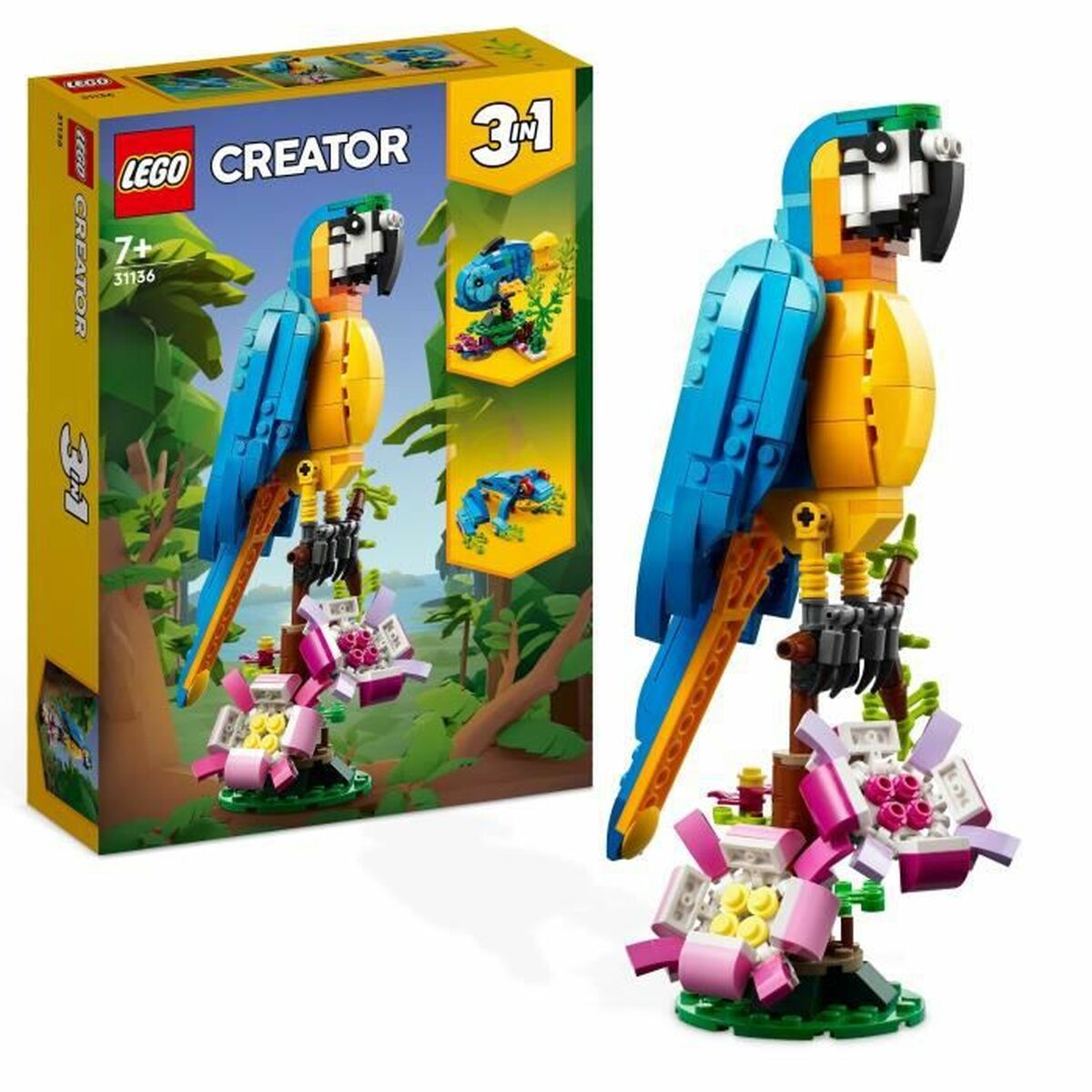 Set de construction Lego Creator 31136 Exotic parrot with frog and fish 3 - en - 1 253 Pièces - Babycute