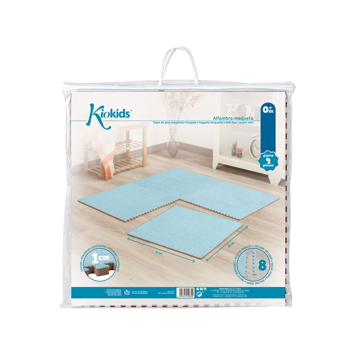 Tapis de jeu 60 x 60 x 1 cm Bleu 4 Pièces - Babycute