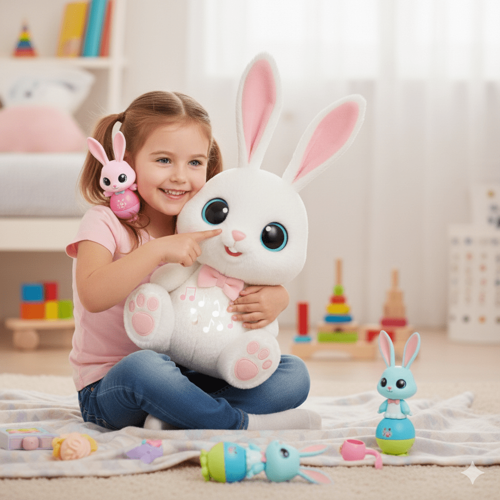Animal de Compagnie Interactif Bizak - Lapin en Peluche Douce avec Accessoires - Babycute