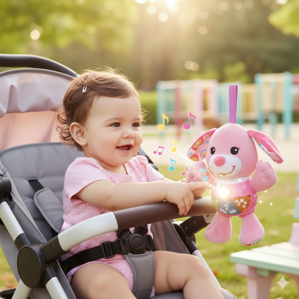 Animal de Compagnie Interactif Vtech Baby Chant' toutous Pink – Peluche Musicale Rose en Français - Babycute