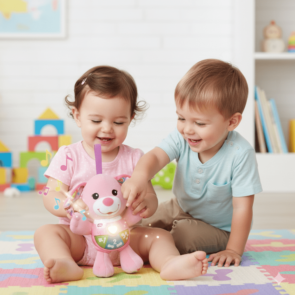 Animal de Compagnie Interactif Vtech Baby Chant' toutous Pink – Peluche Musicale Rose en Français - Babycute