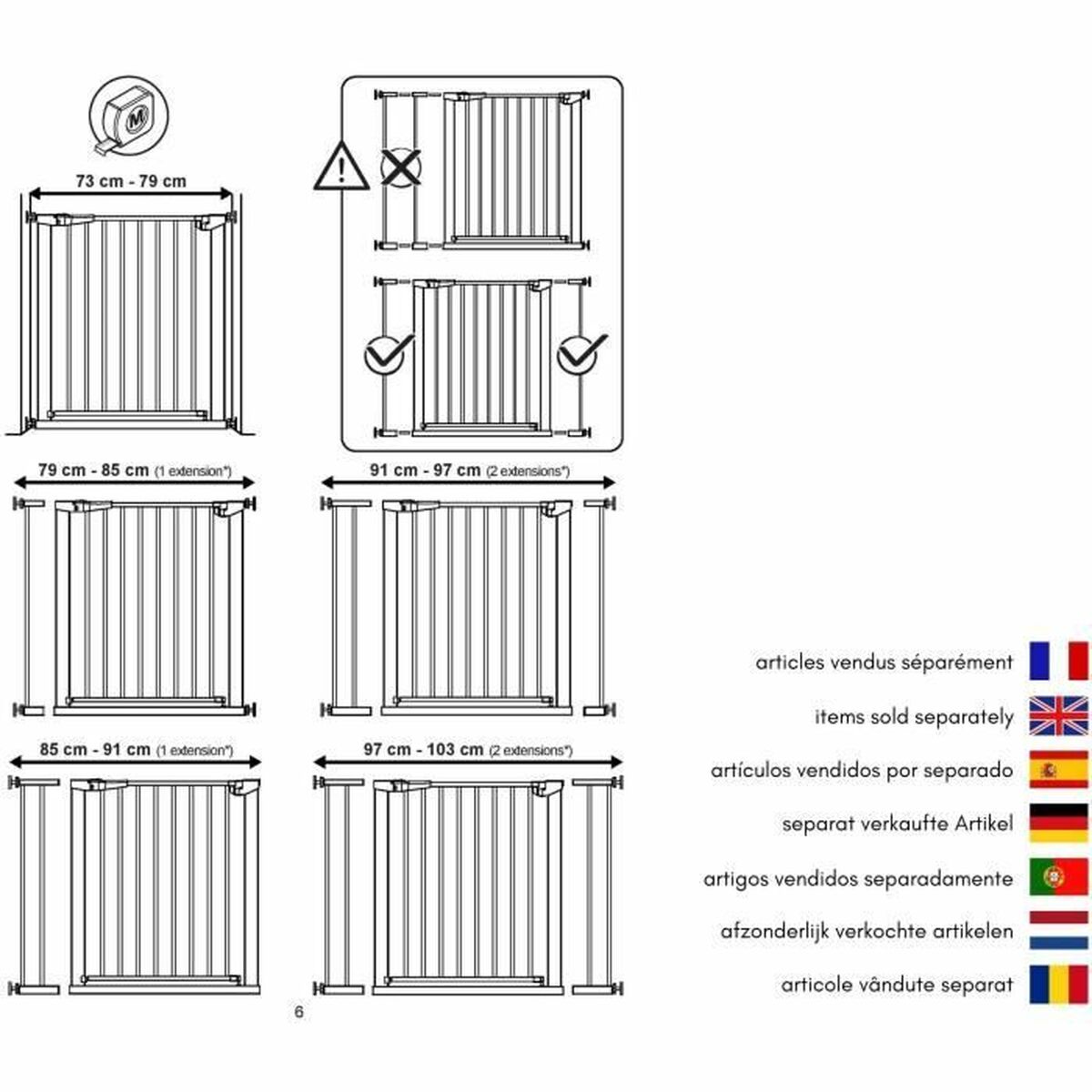 Barrière de sécurité WEBABY MOBI Blanc 73 - 80 cm - Babycute