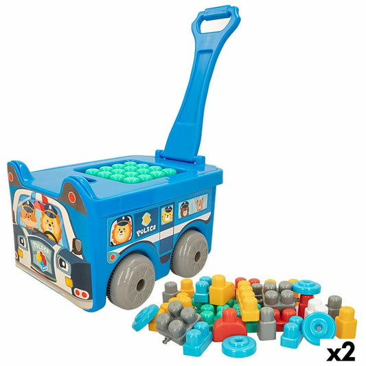 Blocs de construction Color Block Valise Voiture de police 30 Pièces (2 Unités) - Babycute