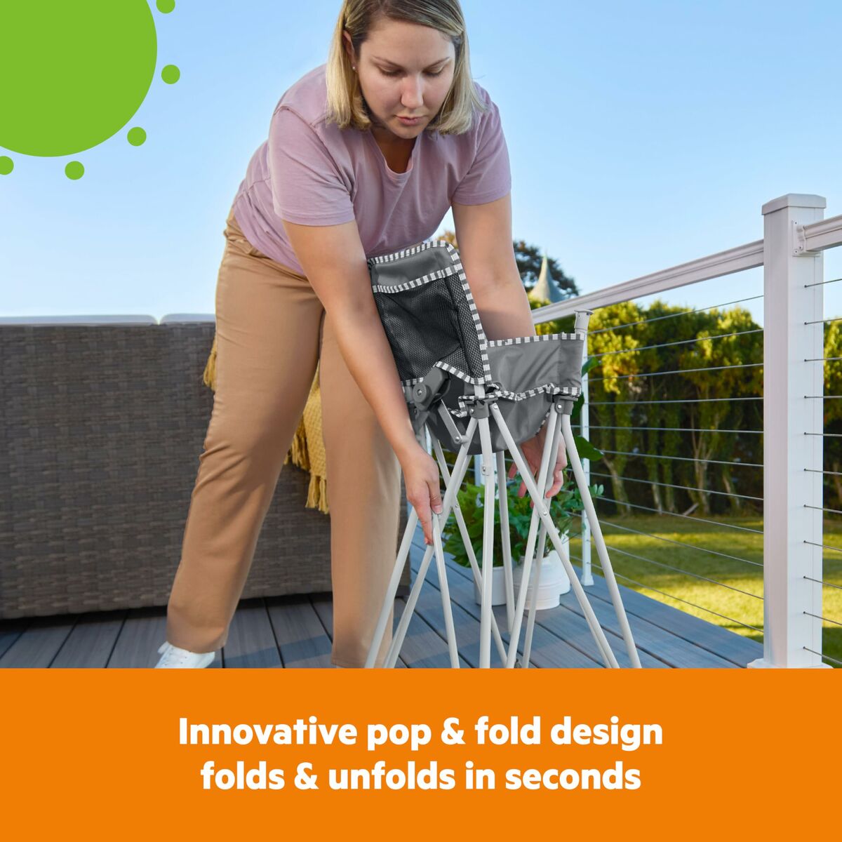 Chaise haute Bright Starts Pop N Dine Gris - Babycute