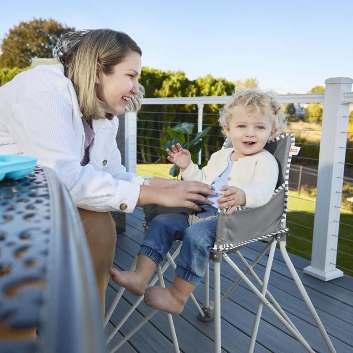 Chaise haute Bright Starts Pop N Dine Gris - Babycute