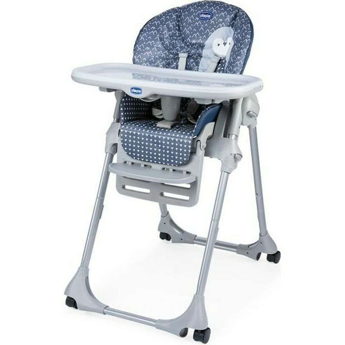 Chaise haute Chicco Poly Easy Pingouin Bleu - Babycute