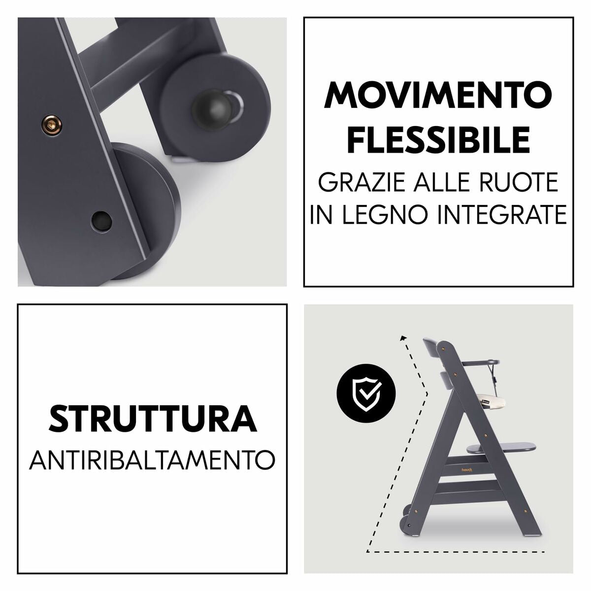 Chaise haute Hauck Marron Gris foncé - Babycute