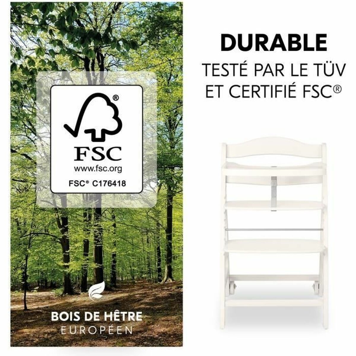 Chaise haute Hauck Noir - Babycute