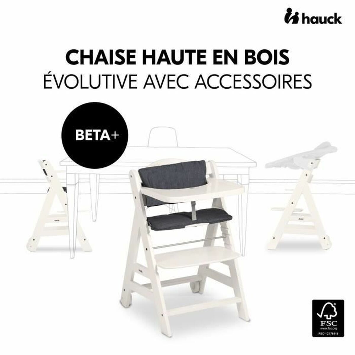 Chaise haute Hauck Noir - Babycute