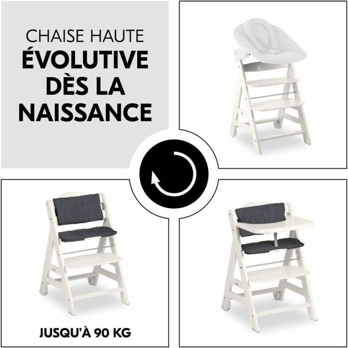Chaise haute Hauck Noir - Babycute