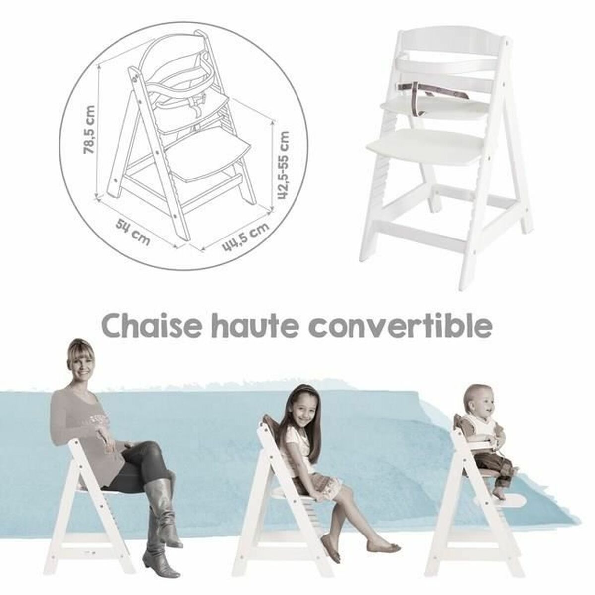 Chaise haute ROBA Blanc Gris - Babycute