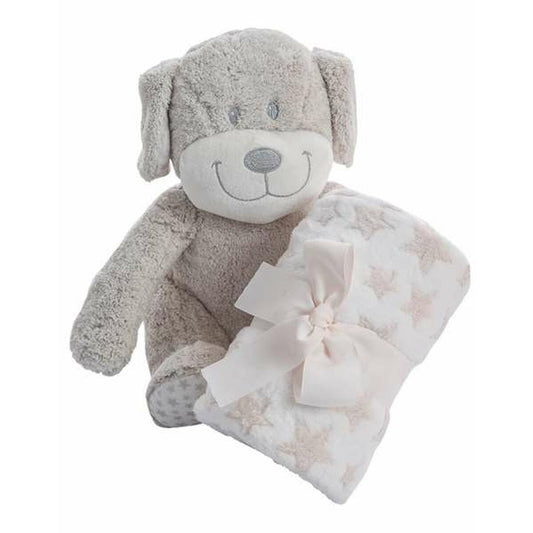 Coffret Bébé Coralina Jouet Peluche Couverture Chien 100 x 75 cm - Babycute