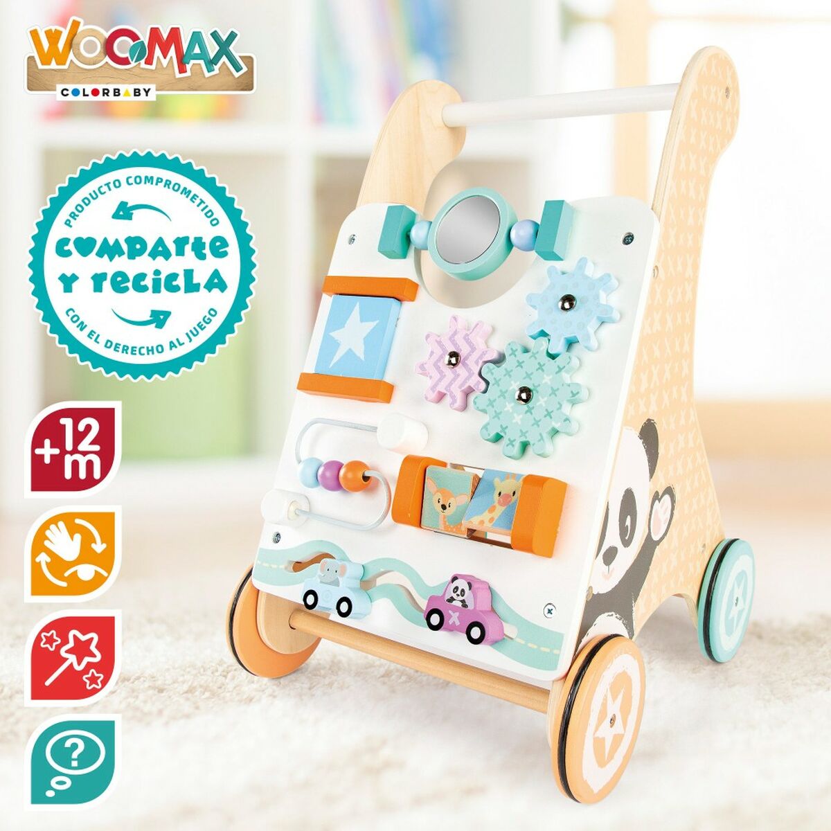Déambulateur sur roues Woomax Centre d'activités 2 Unités 29,5 x 47 x 33 cm - Babycute