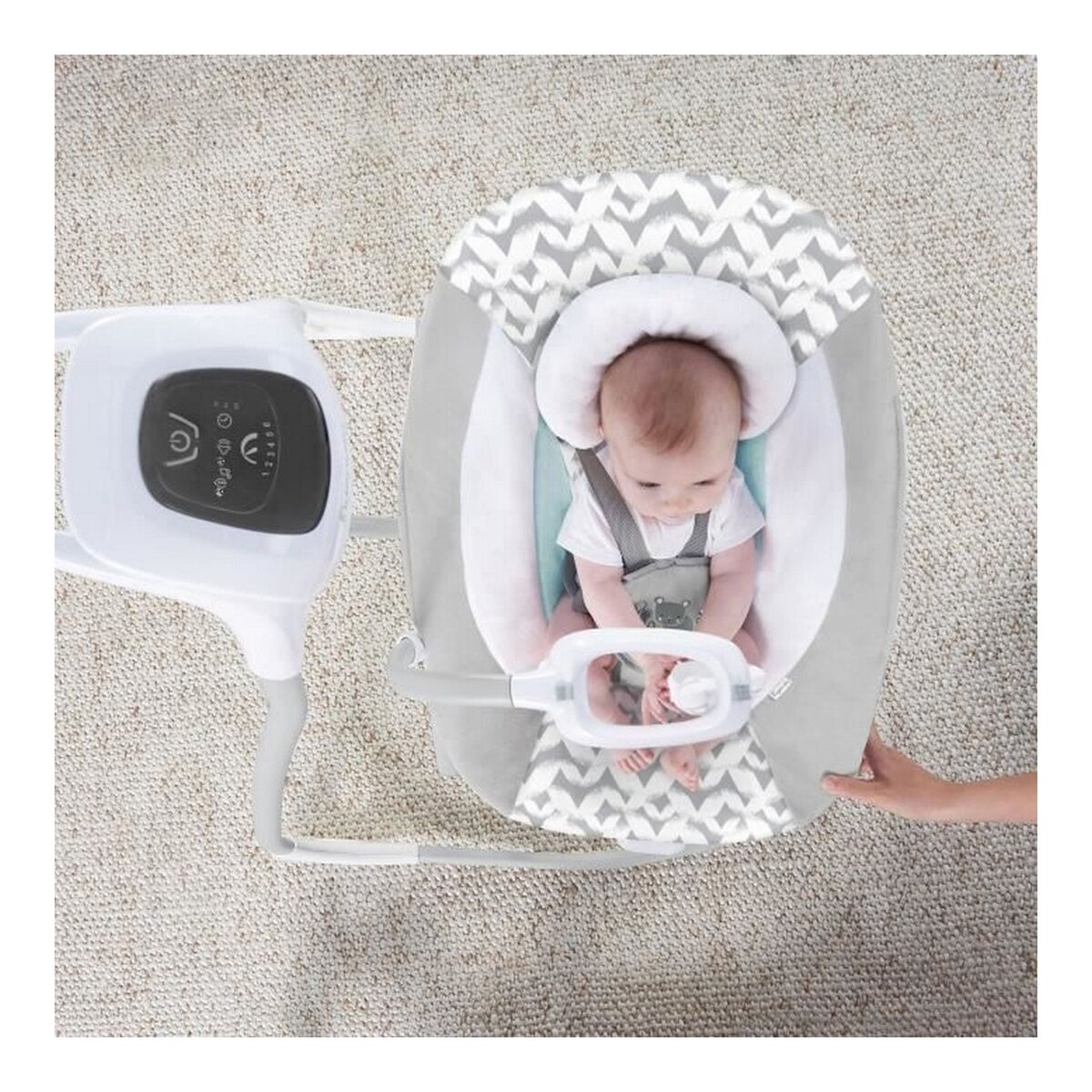 Fauteuil à Bascule Ingenuity 2 - in - 1 Swing Lounger - Raylan Gris Blanc - Babycute