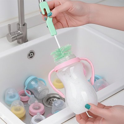 Goupillon biberon 2 - en - 1 | Manche longue - Babycute