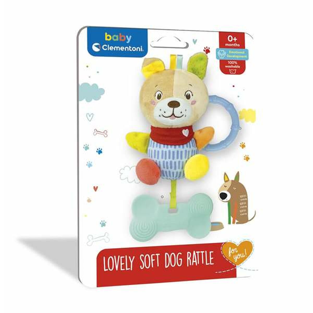 Peluche Hochet Clementoni Lovely Dog 18 x 25 x 6 cm - Bébé, Jouets pour la petite enfance premium pour bébé