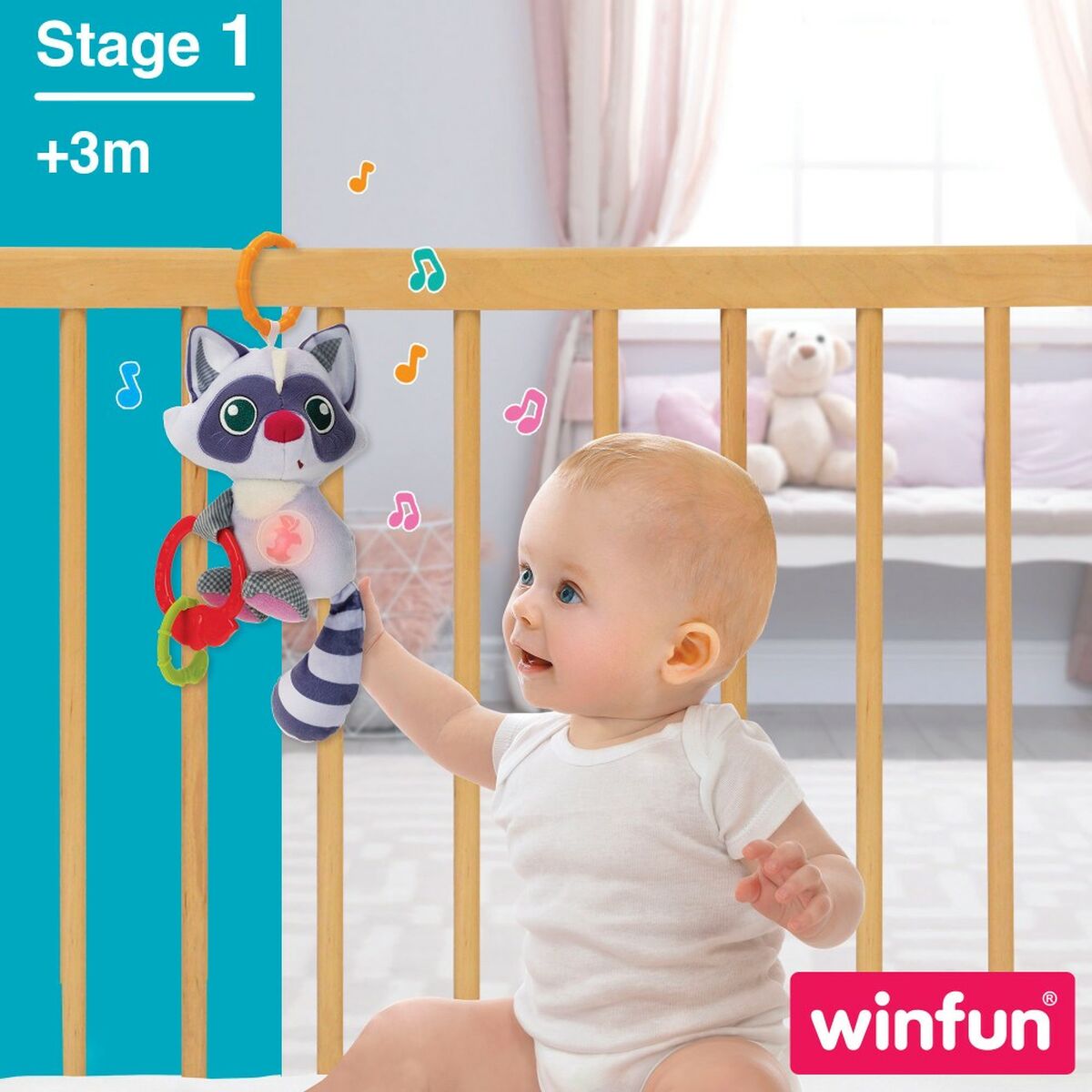 Peluche Hochet Winfun Raton laveur 14,5 x 20 x 9,5 cm (6 Unités) - Bébé, Jouets pour la petite enfance premium pour bébé