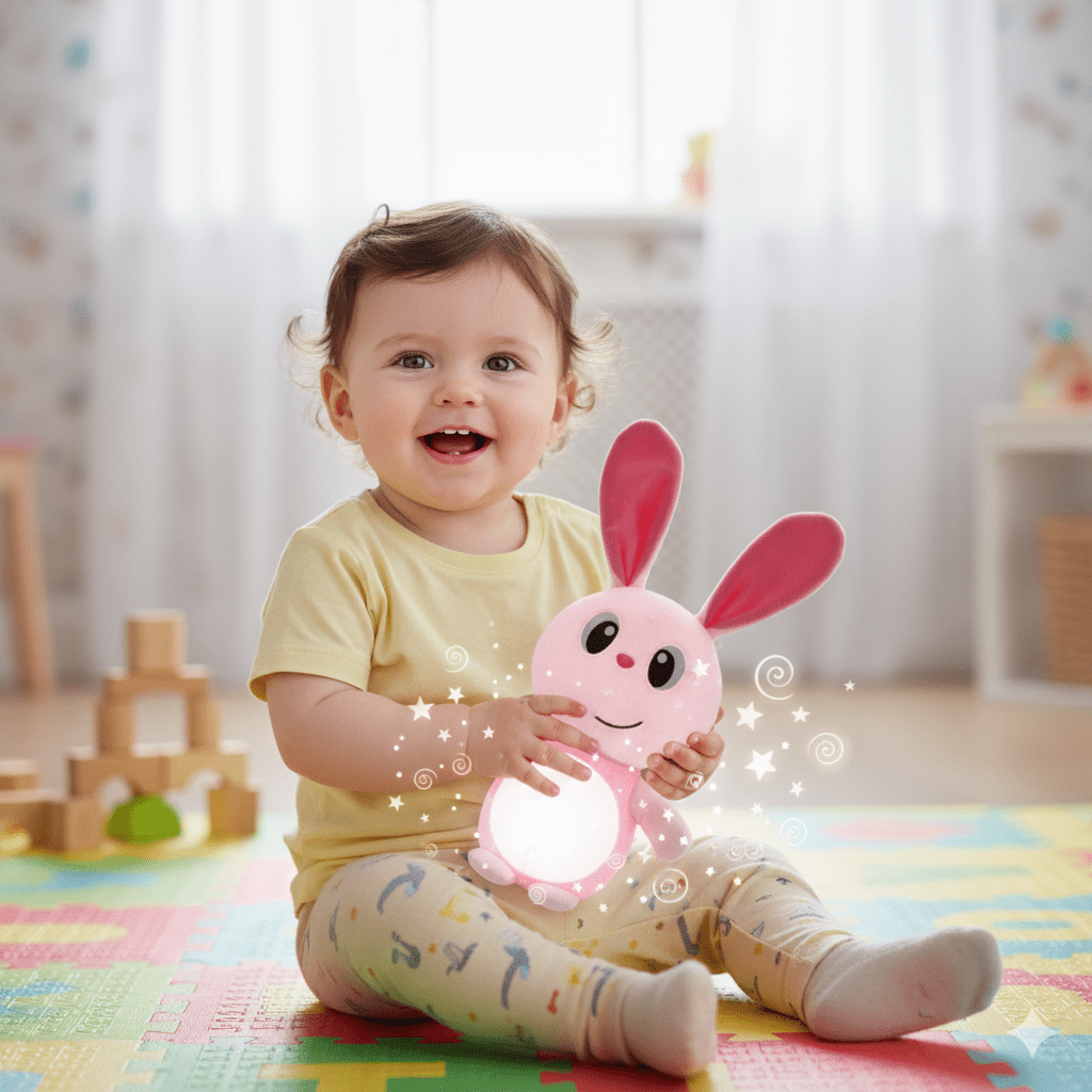 Peluche Lapin Rose Lumineuse Moltó - Veilleuse pour Bébé 6m+ - Babycute