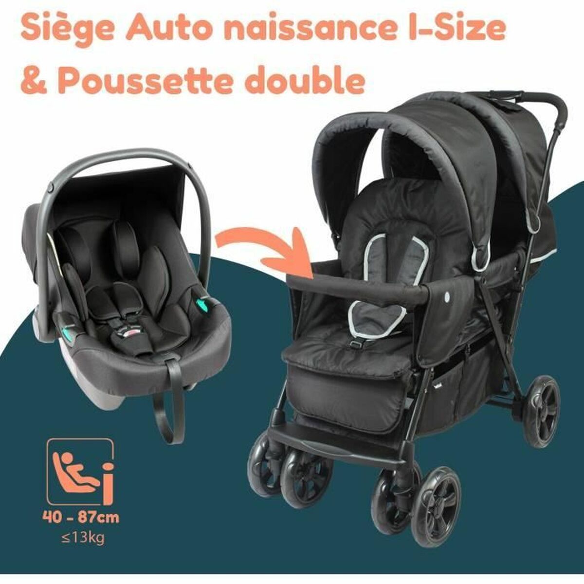 Poussette pour bébé Bambisol Noir - Babycute