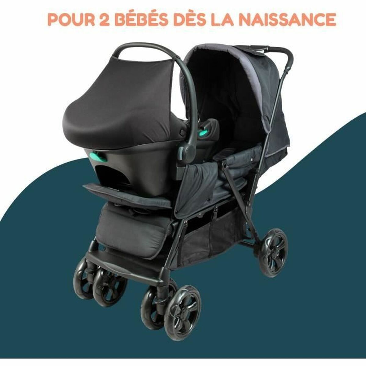 Poussette pour bébé Bambisol Noir - Babycute