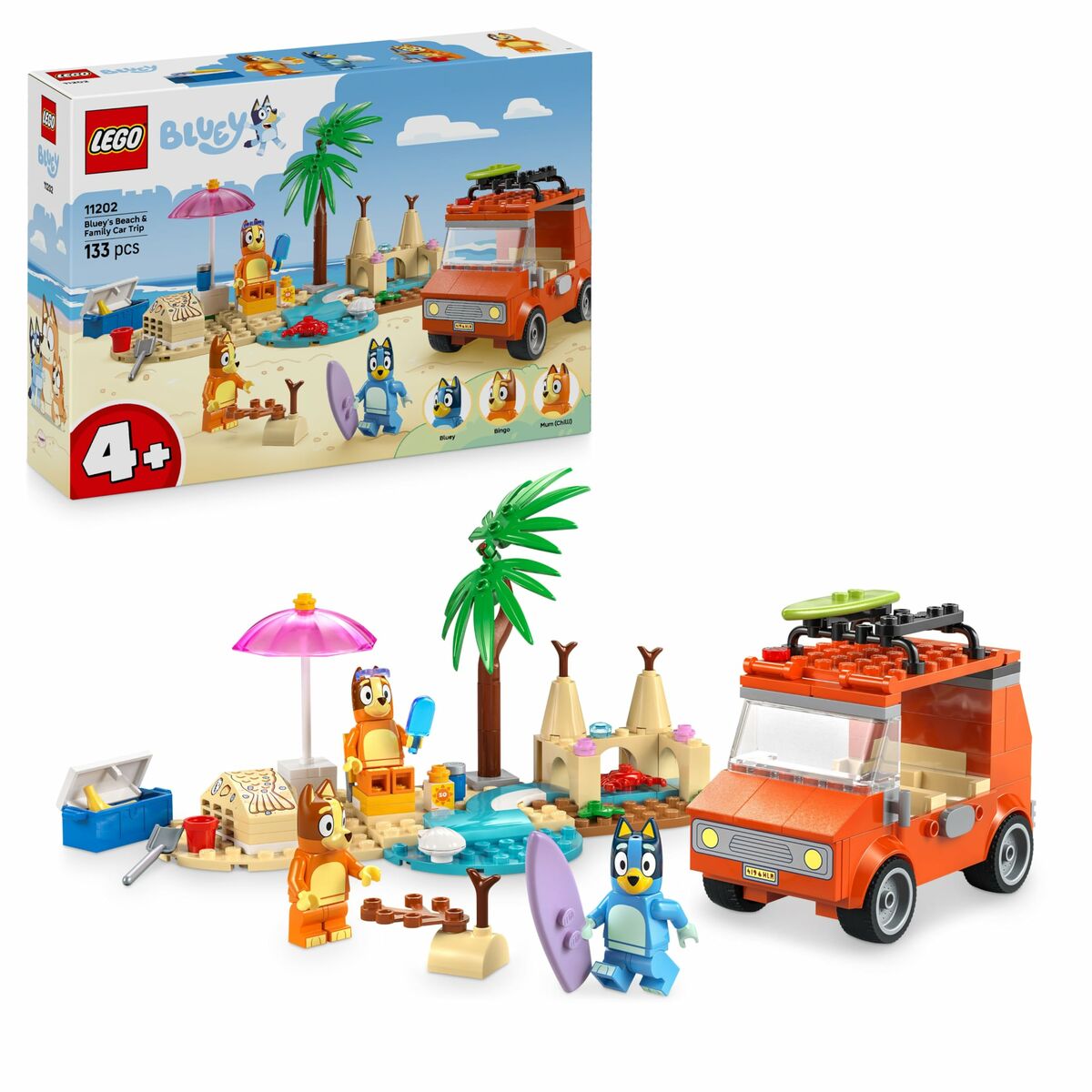 Set de construction Lego 11202 Bluey's Beach & Family Car Trip 133 Pièces - Babycute