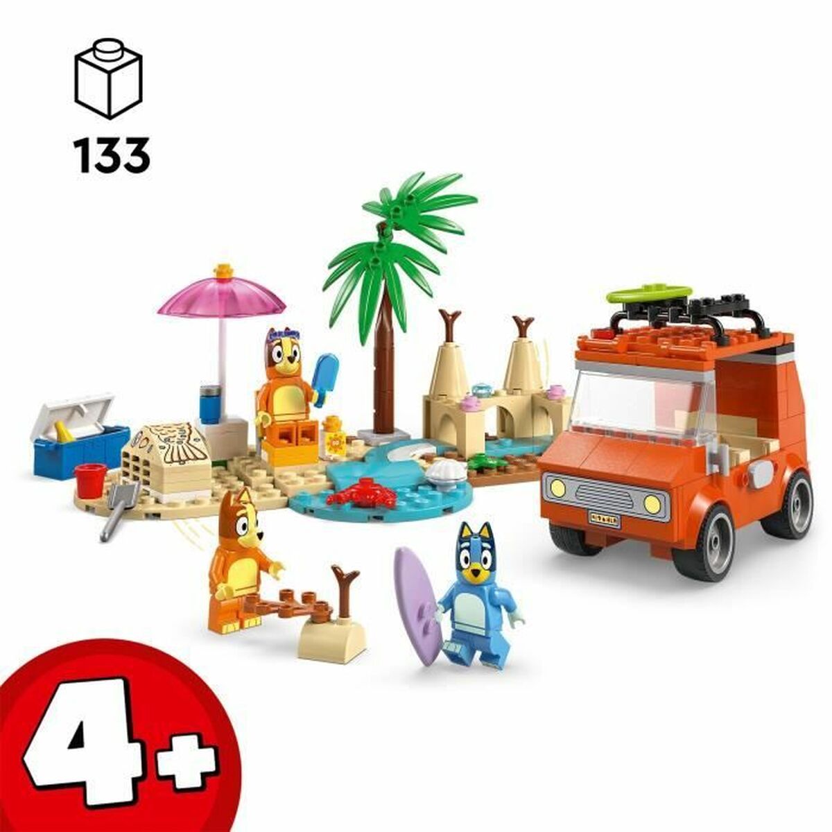 Set de construction Lego 11202 Bluey's Beach & Family Car Trip 133 Pièces - Babycute