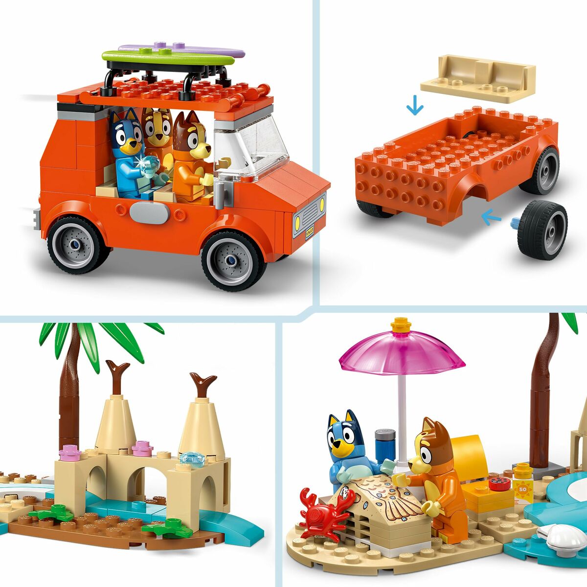 Set de construction Lego 11202 Bluey's Beach & Family Car Trip 133 Pièces - Babycute