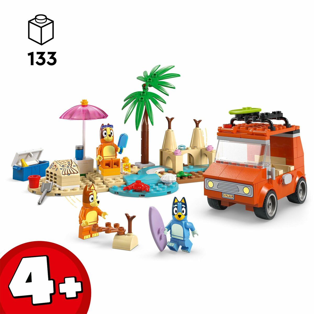Set de construction Lego 11202 Bluey's Beach & Family Car Trip 133 Pièces - Babycute