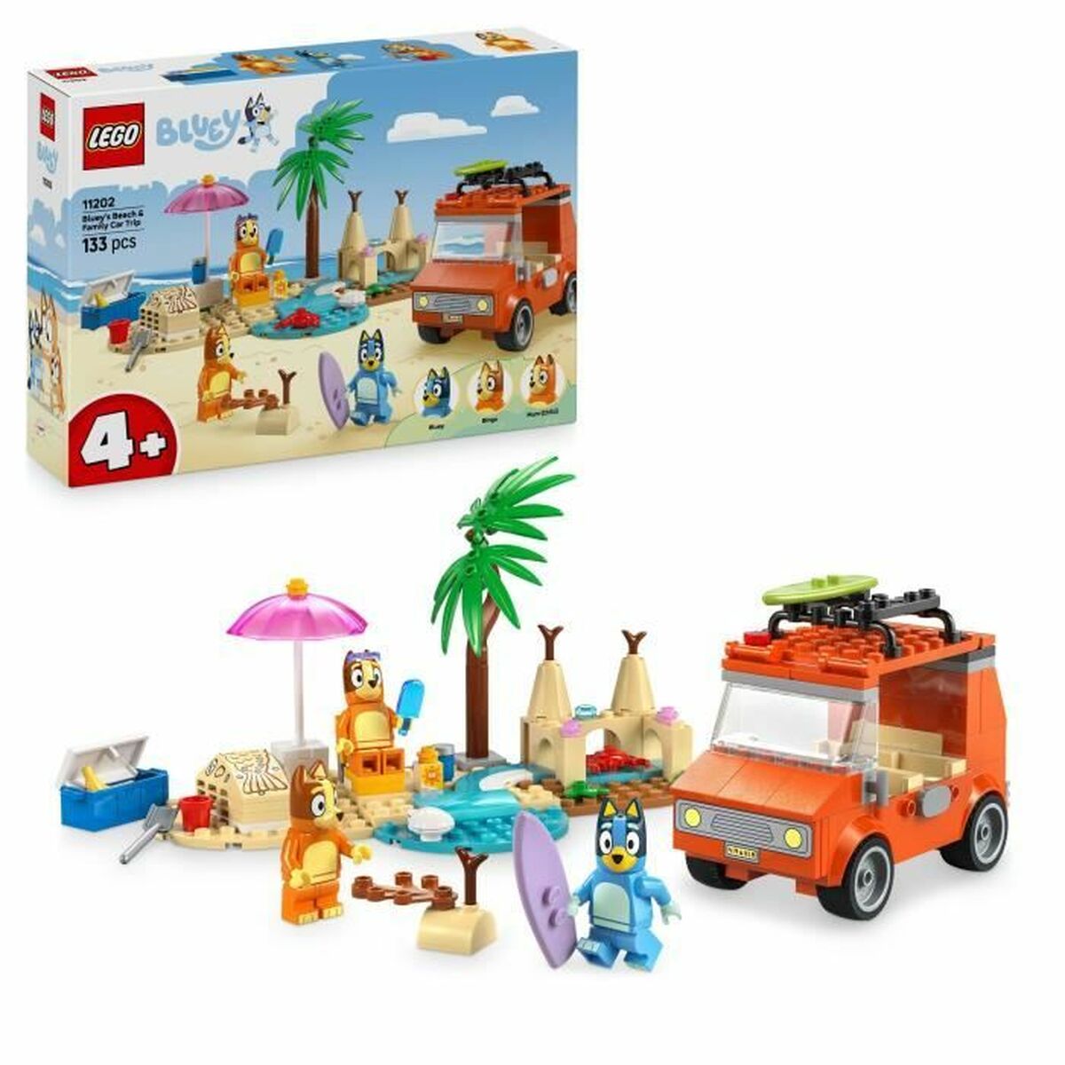 Set de construction Lego 11202 Bluey's Beach & Family Car Trip 133 Pièces - Babycute