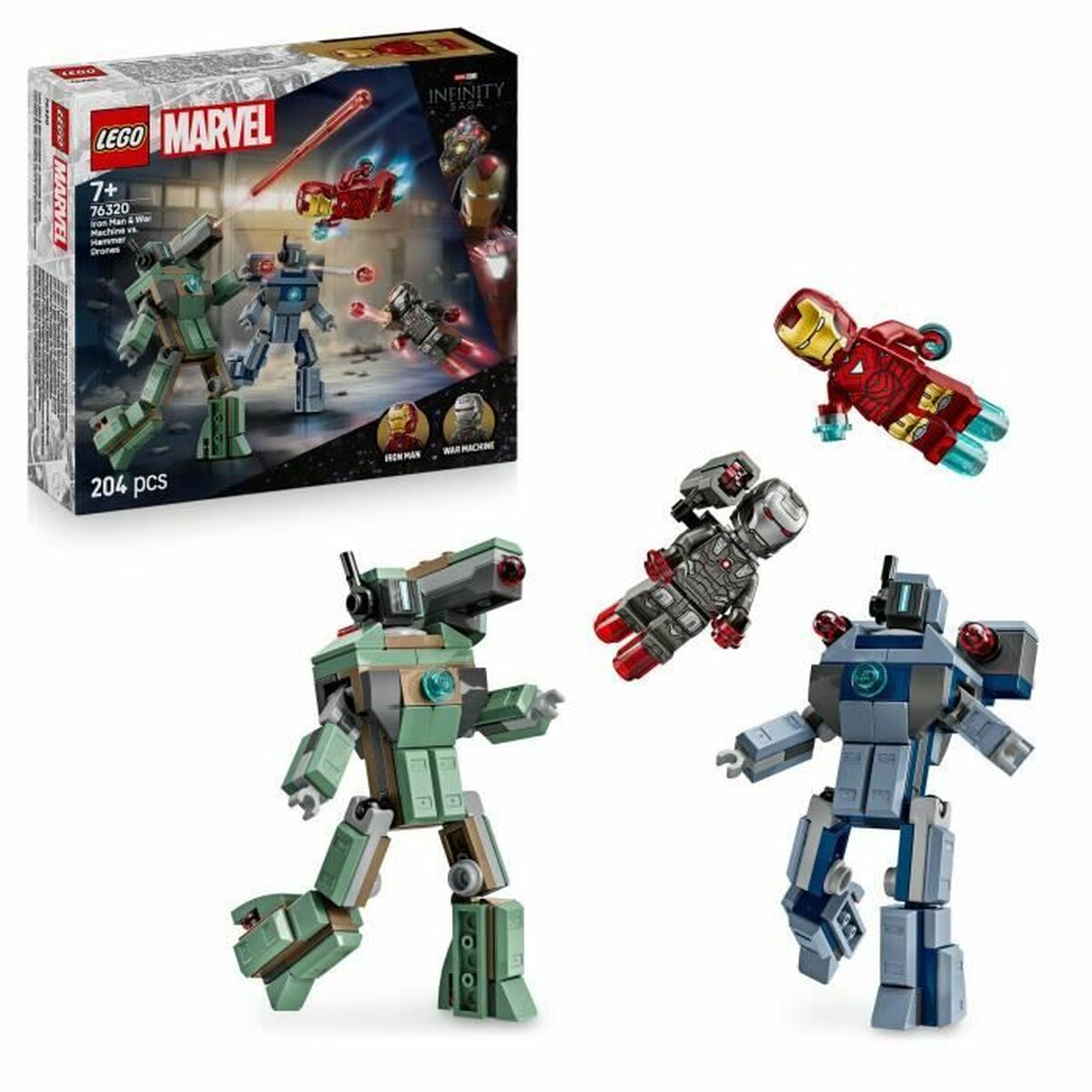 Set de construction Lego 76320 Iron Man & War Machine VS Hammer Drones 204 Pièces - Babycute