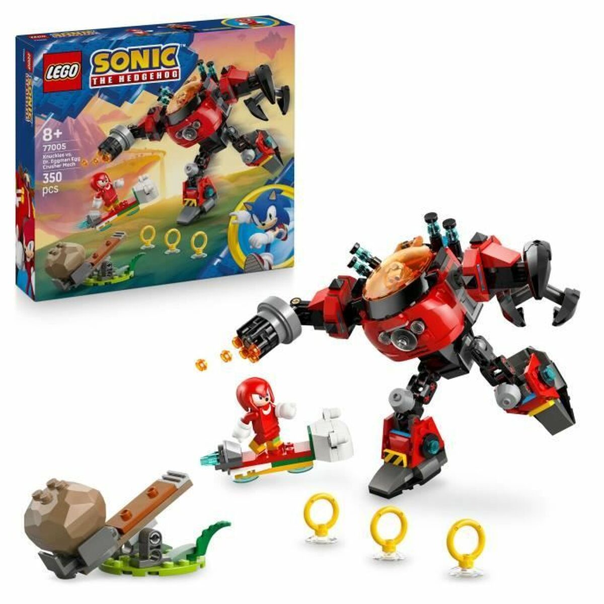 Set de construction Lego 77005 Sonic Knuckles VS Dr. Eggman Egg Crusher Mech 350 Pièces - Babycute