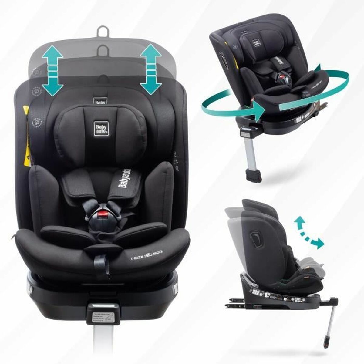 Siège de Voiture Babyauto Anthracite 0 (de 0 a 10 kilos) I (9 - 18 kg) II (15 - 25 kg) III (22 - 36 kg) Enfant ECE R129 - Babycute