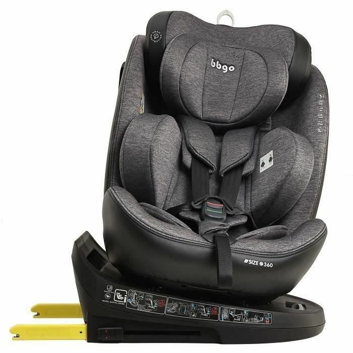 Siège de Voiture BBGO Gris 0 (de 0 a 10 kilos) 0+ (de 0 a 13 kilos) I (9 - 18 kg) II (15 - 25 kg) III (22 - 36 kg) Enfant ECE R129 - Babycute