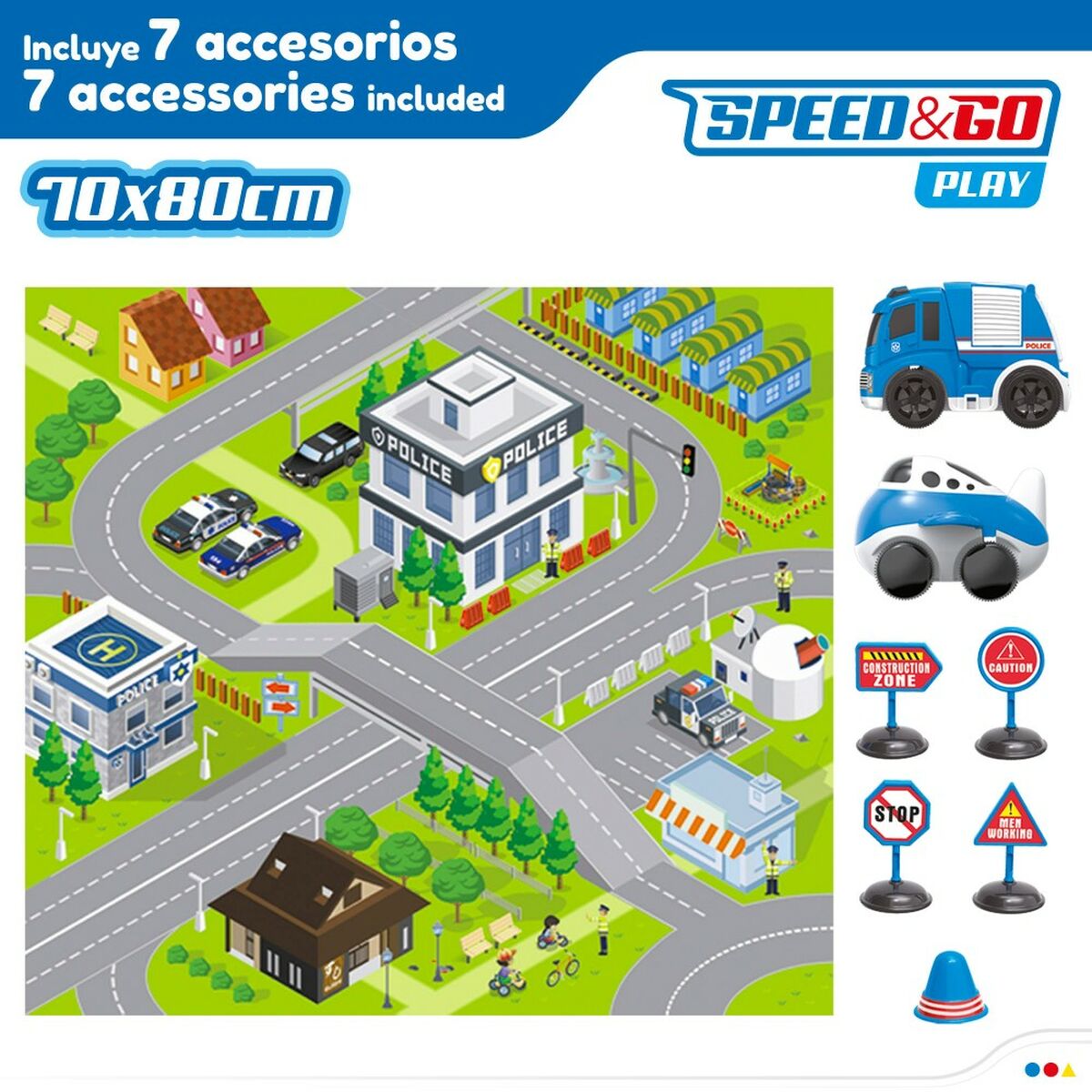Tapis de jeu Speed & Go Accessoires Voitures Route Tissu Plastique (6 Unités) - Babycute