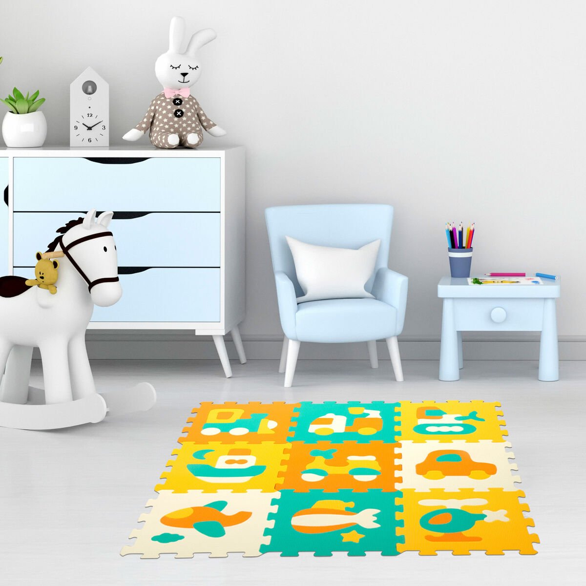 Tapis Puzzle Colorbaby Multicouleur Plastique EVA 90 x 90 cm Voitures 9 Pièces (4 Unités) - Babycute